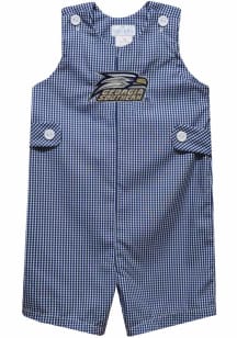 Vive La Fete Georgia Southern Eagles Baby Navy Blue Gingham Overalls