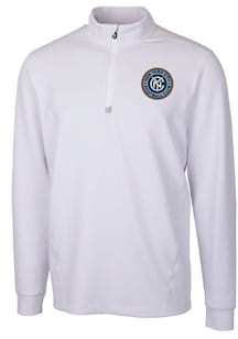 Cutter and Buck New York City FC Mens White Traverse Long Sleeve Qtr Zip Pullover