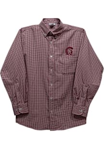 Vive La Fete U of A at Little Rock Trojans Youth Maroon Gingham Long Sleeve Polo
