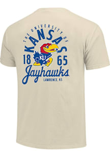 Kansas Jayhawks Ivory Mascot Overlay Short Sleeve T Shirt