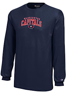 Champion Washington Capitals Youth Navy Blue Arched Logo Long Sleeve T-Shirt