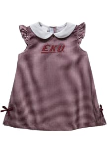 Vive La Fete Eastern Kentucky Colonels Toddler Girls Maroon Gingham Short Sleeve Dress