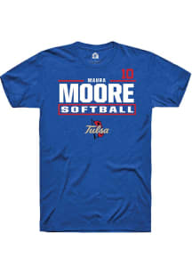 Maura Moore Rally Mens Blue Tulsa Golden Hurricane NIL Stacked Box Player T Shirt