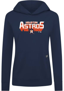 Levelwear Houston Astros Womens Navy Blue Relay Retro 3D Hooded Sweatshirt