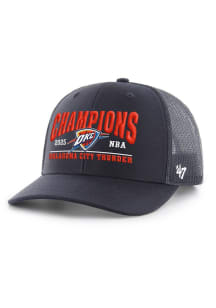 47 Oklahoma City Thunder 2025 NBA Finals Champions Trucker Adjustable Hat - Navy Blue