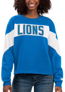 Detroit Lions Womens Blue Leg Whip Long Sleeve Crew Sweatshirt
