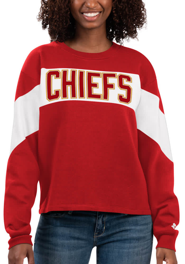 Kansas City Chiefs Starter Crew Sweatshirt Womens Red Holy Grail Long Sleeve 