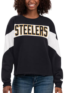 Starter Pittsburgh Steelers Womens Black Holy Grail Crew Sweatshirt
