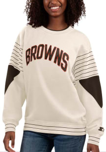 Starter Cleveland Browns Womens White On the Ball Crew Sweatshirt