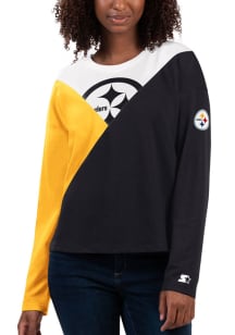 Starter Pittsburgh Steelers Womens Black Baserunner LS Tee