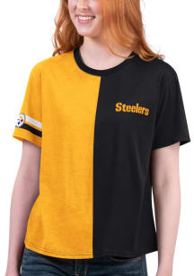 Starter Pittsburgh Steelers Womens Black Power Move Short Sleeve T-Shirt