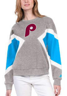 Starter Philadelphia Phillies Womens Grey Wild Card Crew Sweatshirt