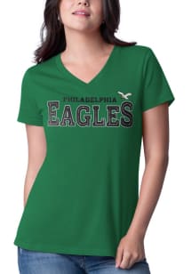 Starter Philadelphia Eagles Womens Kelly Green Rhinestone Short Sleeve T-Shirt