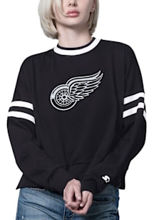 Starter Detroit Red Wings Womens Black Rally Crew Sweatshirt