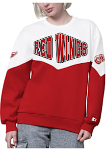 Starter Detroit Red Wings Womens Red Clutch Hit Crew Sweatshirt