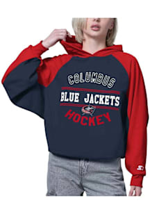 Starter Columbus Blue Jackets Womens Blue Bootleg Hooded Sweatshirt