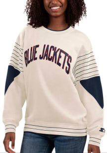 Starter Columbus Blue Jackets Womens White On the Ball Crew Sweatshirt