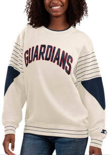 Starter Cleveland Guardians Womens White On the Ball Crew Sweatshirt