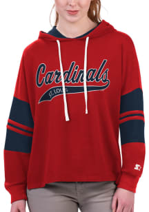 Starter St Louis Cardinals Womens Red Bump and Run Hooded Sweatshirt