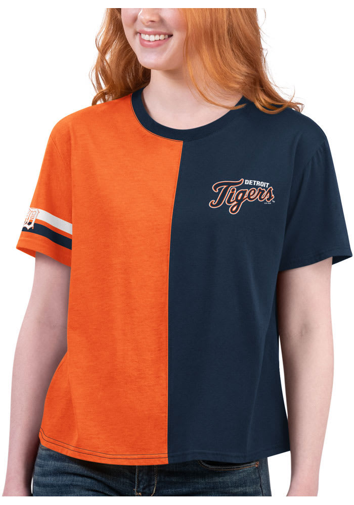 New Era Detroit Tigers Women's Navy Blue Raglan Short Sleeve T-Shirt, Navy Blue, 60% Cotton / 40% POLYESTER, Size XL, Rally House