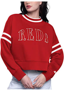 Starter Cincinnati Reds Womens Red Power Play Crew Sweatshirt