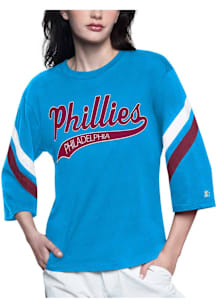 Starter Philadelphia Phillies Womens Light Blue Hail Mary LS Tee