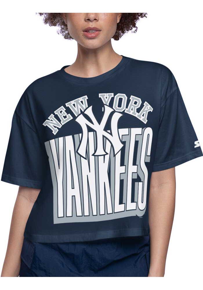 Starter New York Yankees Womens Navy Blue Play Short Sleeve T-Shirt