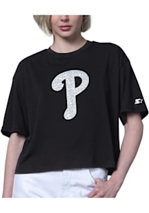 Starter Philadelphia Phillies Womens Black Holy Grail Short Sleeve T-Shirt