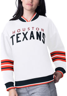 Starter Houston Texans Womens White Wild Card Crew Sweatshirt