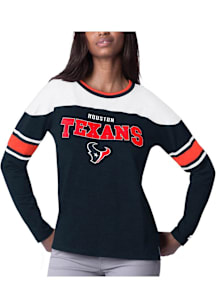 Starter Houston Texans Womens Navy Blue Play Maker LS Tee
