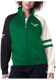 Starter Philadelphia Eagles Womens Kelly Green Line Up Long Sleeve Track Jacket