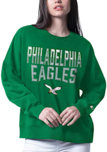 Starter Philadelphia Eagles Womens Kelly Green Drop Shoulder Crew Sweatshirt
