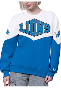 Starter Detroit Lions Womens Blue Clutch Hit Crew Sweatshirt