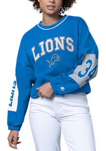 Starter Detroit Lions Womens Blue Shortstop Crew Sweatshirt