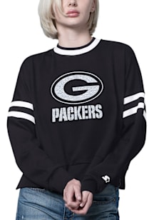 Starter Green Bay Packers Womens Black Rally Crew Sweatshirt