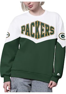 Starter Green Bay Packers Womens Green Clutch Hit Crew Sweatshirt