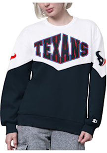Starter Houston Texans Womens Navy Blue Clutch Hit Crew Sweatshirt
