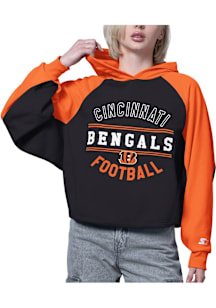 Starter Cincinnati Bengals Womens Black Bootleg Hooded Sweatshirt