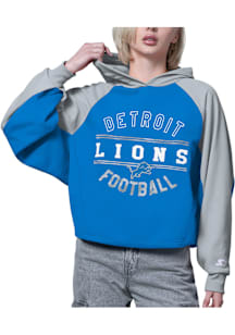 Starter Detroit Lions Womens Blue Bootleg Hooded Sweatshirt