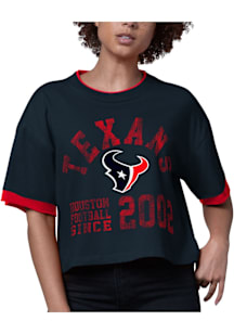 Starter Houston Texans Womens Navy Blue Fly Out Short Sleeve T-Shirt