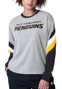 Starter Pittsburgh Penguins Womens Grey Triple A LS Tee