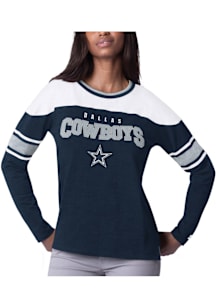 Dallas Cowboys Womens Navy Blue Play Maker LS Tee