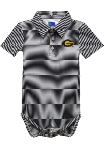 Vive La Fete Grambling State Tigers Baby Black Pencil Stripe Short Sleeve One Piece Polo