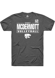 Sydney McDermott Rally Mens Dark Grey K-State Wildcats NIL Stacked Box Player T Shirt