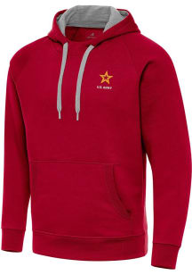 Antigua Army Mens Red Victory Long Sleeve Hoodie