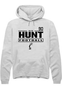 Jalen Hunt Cincinnati Bearcats Mens White Football NIL Stacked Box Player Hood