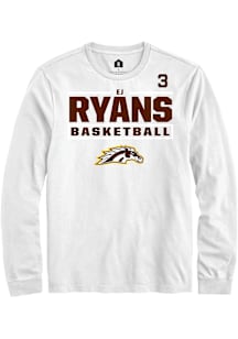 Ej Ryans Western Michigan Broncos White NIL Stacked Box Long Sleeve Player T Shirt