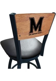 Black Maryland Terrapins Vinyl Seat Maple Back Swivel Pub Stool
