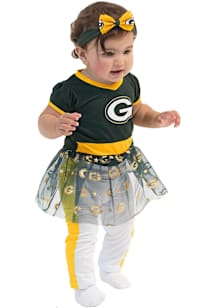 Green Bay Packers Infant Girls Green #1 Fan Set Top and Bottom