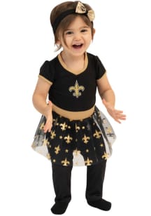 New Orleans Saints Infant Girls Black #1 Fan Set Top and Bottom